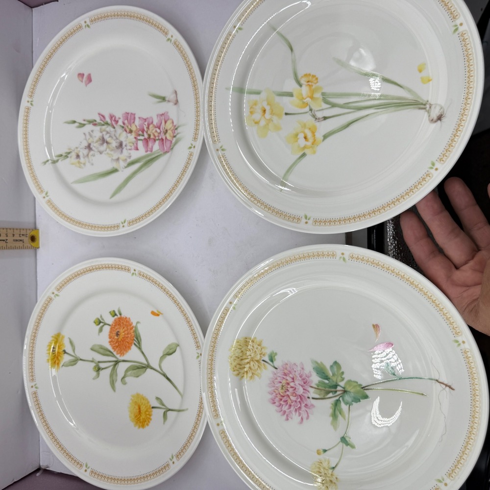 Mikasa Salad Plates White Floral Bone China Nature's Garden Set of 4